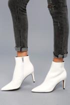 Steven | Logic White Leather Ankle High Heel Boots | Size 6 | Lulus