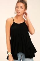 Lulus Breathe Easily Black Lace-up Top