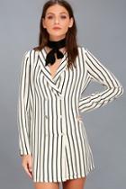 Amuse Society Blazin Black And White Striped Long Sleeve Dress