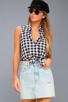 Holiday In The Hamptons Black And White Gingham Tie-front Top | Lulus