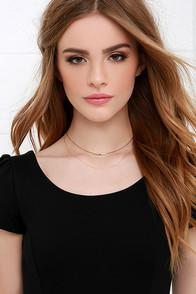 Lulu*s Name Of The Game Black And Gold Choker Necklace