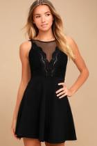 Lulus | I Promise Black Lace Skater Dress | Size X-large