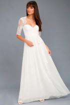 Lulus In A Fairy Tale White Lace Maxi Dress