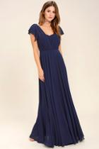 Lulus Falling For You Navy Blue Maxi Dress