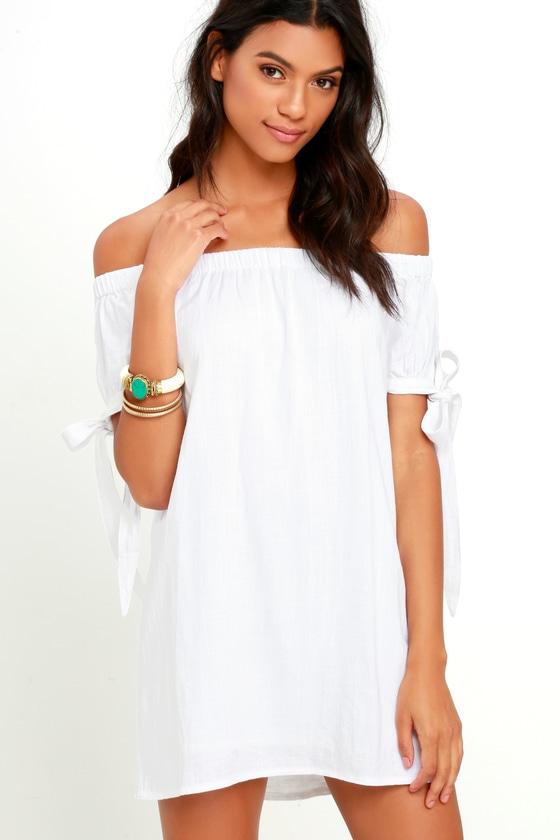 Al Fresco Evenings Ivory Off-the-shoulder Dress | Lulus