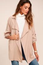 Lulus | Lucky Break Blush Oversized Jacket | Size Small | Beige