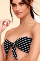 Amuse Society Domani Black And White Striped Tie-front Bikini Top | Lulus
