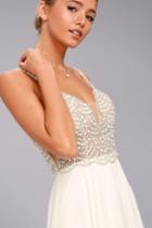 True Love White Beaded Rhinestone Maxi Dress | Lulus