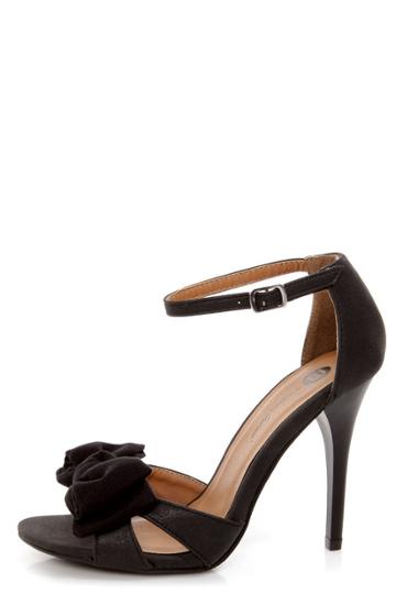Michael Antonio Joyner Black Bow-topped Peep Toe Heels
