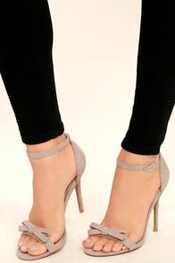 Qupid Babette Taupe Suede Ankle Strap Heels