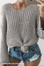 Moon River Juniper Beige Cold Shoulder Sweater | Lulus