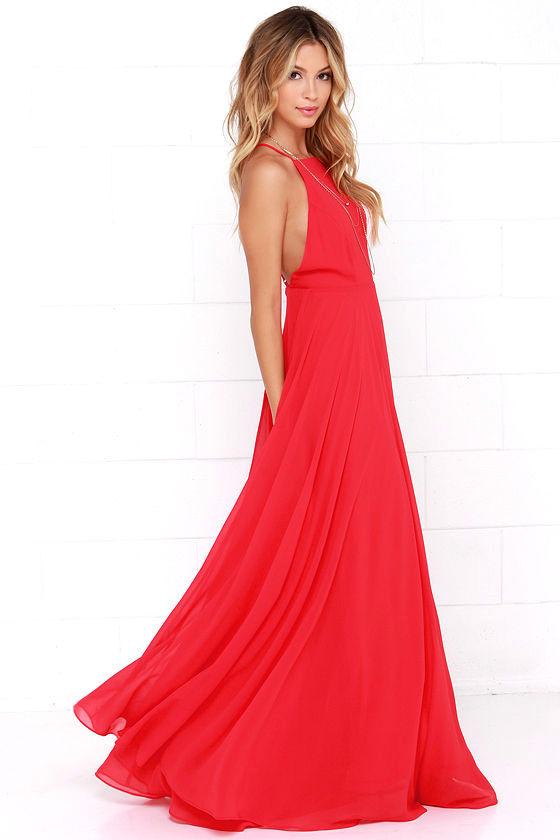 Lulus | Mythical Kind Of Love Red Maxi Dress | Size Large | 100% Polyester
