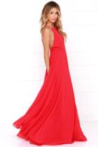 Lulus | Mythical Kind Of Love Red Maxi Dress | Size Large | 100% Polyester