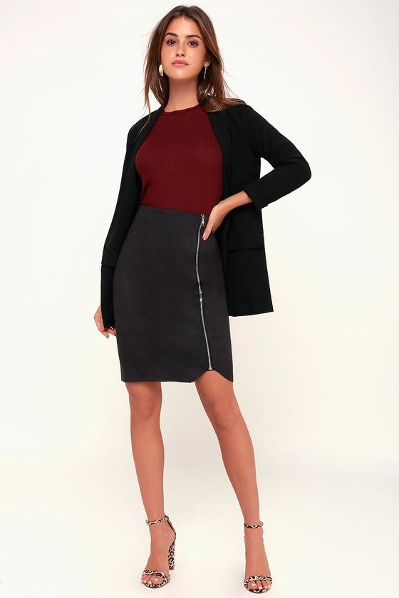 Margeaux Washed Black Suede Pencil Skirt | Lulus