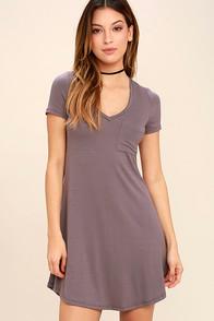 Lulus Better Together Dusty Purple Shirt Dress