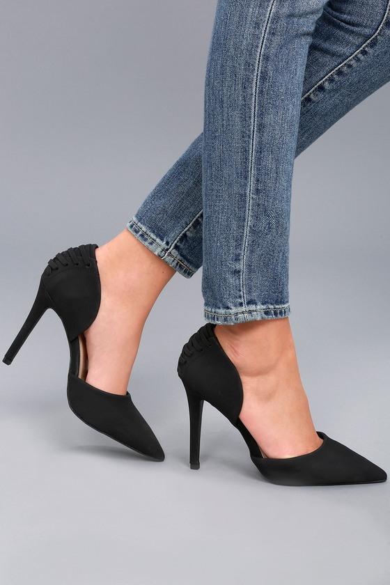 Qupid | Alessa Black Nubuck D'orsay Pumps | Lulus