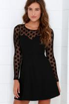 Solemio In Hot Dot-ter Long Sleeve Black Dress