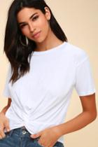 Rd Style Booker White Knotted Cropped Tee | Lulus