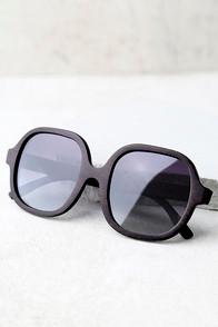 Woodzee Colette Black Mirrored Pear Wood Sunglasses