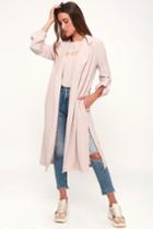 Lush Kathryn Blush Pink Three-quarter Sleeve Trench Coat | Lulus