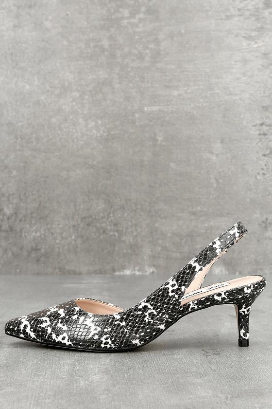 Steve Madden | Vera Black And White Snake Slingback Kitten Heels | Size 5.5 | Lulus