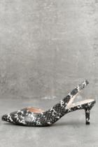 Steve Madden | Vera Black And White Snake Slingback Kitten Heels | Size 5.5 | Lulus