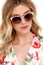 Lulu*s Deco Darling Gold And White Sunglasses
