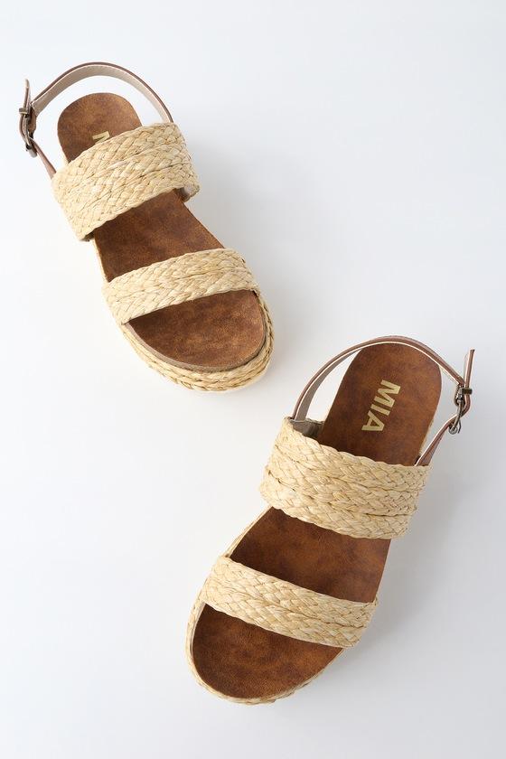 Mia Ava Natural Rafia Flatform Sandal Heels | Lulus