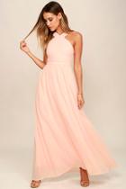 Lulus Air Of Romance Peach Maxi Dress