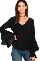 Lulus Contented Sigh Black Long Sleeve Top
