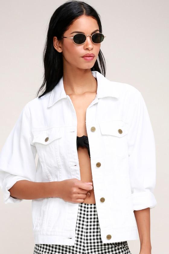 Amuse Society Blue Eyes White Denim Jacket | Lulus