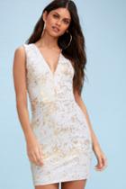Dress The Population Cody Gold And White Sequin Bodycon Dress | Lulus