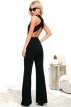 Lulus | Thinking Out Loud Black Backless Jumpsuit | Size X-small | 100% Polyester