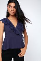 Delight Of The Day Navy Blue Eyelet Wrap Top | Lulus