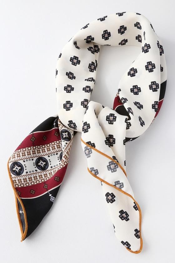 Valencia Ivory Patterned Satin Scarf | Lulus