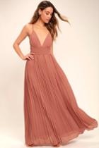 Lulus | Depths Of My Love Rusty Rose Maxi Dress | Size X-large | Pink | 100% Polyester
