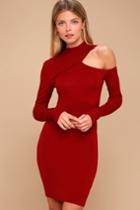 Lost Ink | Charis Red Cutout Bodycon Sweater Dress | Lulus