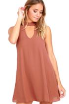 Lulus | Groove Thing Rusty Rose Swing Dress | Size Large | Pink | 100% Polyester