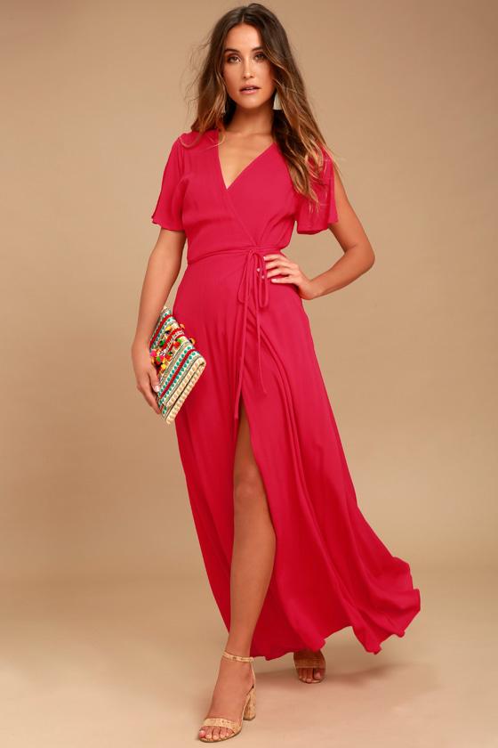 Much Obliged Red Wrap Maxi Dress | Lulus