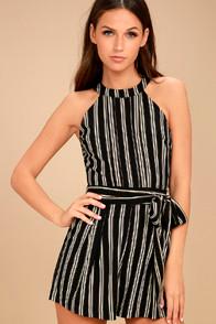 Moon River Cusco Black Striped Romper