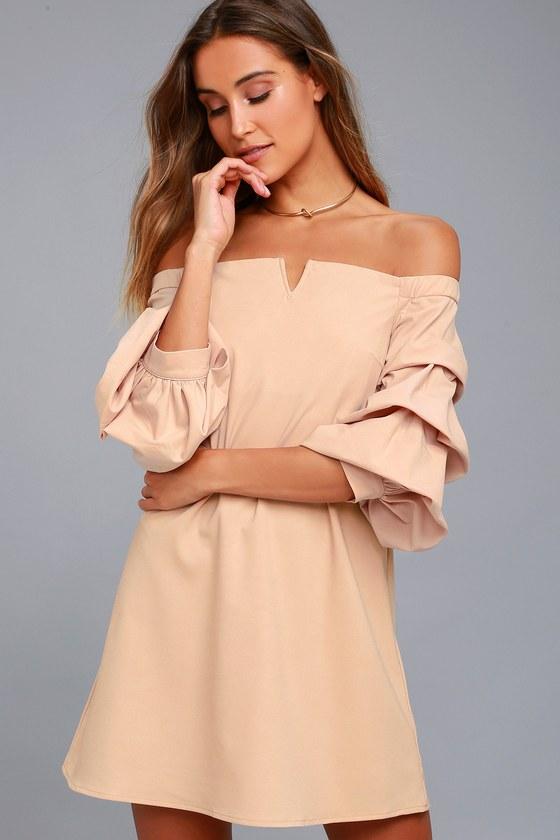 J.o.a. | Kali Blush Pink Off-the-shoulder Dress | Size Large | 100% Polyester | Lulus