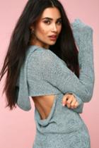 In The Clouds Light Blue Backless Hooded Sweater | Lulus