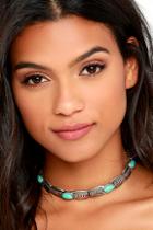 Lulus Elk Way Turquoise And Silver Choker Necklace