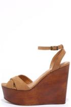 Bamboo Creative Mind Tan Suede Platform Wedges