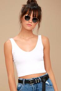 Free People Solid Rib White Cropped Tank Top
