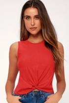 Rd Style Barclay Red Knotted Crop Top | Lulus