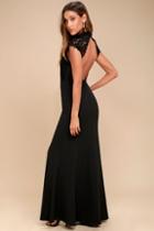 Lulus Crazy About You Black Backless Lace Maxi Dress