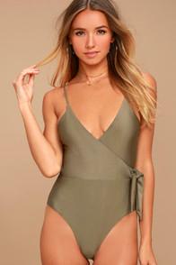 Somedays Lovin' Sunspell Olive Green One Piece Swimsuit