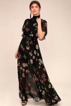 Lulus Every Little Thing Black Floral Print Maxi Dress