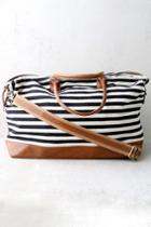 Jet Setter Cream And Black Striped Weekender | Lulus